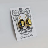 Black and Gold Cameo Earrings