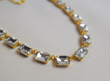 Clear Crystal Swarovski Collet Necklace - Medium Octagon