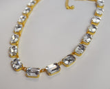 Clear Crystal Swarovski Collet Necklace - Medium Octagon