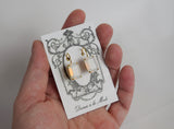 White Opal Crystal Earrings - Medium Octagon