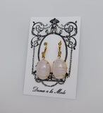 $10 Treats Glass Pink Quartz Earrings - Large Oval