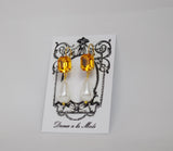 Golden Topaz Crystal and Pearl Earrings