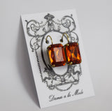 Madeira Topaz Crystal Earrings - Large Octagon