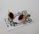 Garnet Swarovski Halo Crystal Earrings - Large Oval