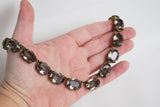 Light Grey Swarovski Unfoiled Crystal Collet Necklace - Large Oval