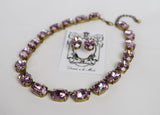 Light Amethyst Swarovski Crystal Collet Necklace - Large Oval