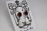 Garnet Swarovski Crystal and Pearl Dangles - Tiny Oval, Small Pearl