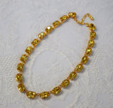 Golden Yellow Swarovski Crystal Necklace - Medium Oval