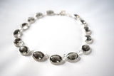 Grey Swarovski Crystal Collet Necklace - Large Oval Crown Setting