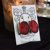 Red Glass Cameo Earrings - Extra Large