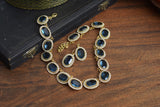 Navy Blue Swarovski Crystal Halo Rivere Necklace - Large Oval