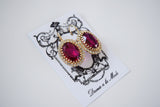 Fuchsia Pink Crystal Halo Earrings