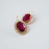 Fuchsia Pink Crystal Halo Earrings