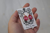 Pink Topaz Swarovski Crystal Earrings - Large Oval