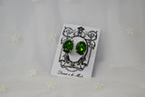 Leafy Green Crystal Earrings - Large Oval
