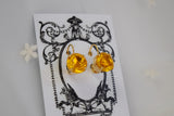 Golden Yellow Crystal Earrings - Small Round