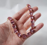 SALE! Light Pink Swarovski Crystal Collet Necklace - Small Octagon