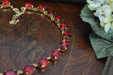 Ruby Red Crystal Collet Necklace - Medium Oval