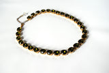 Olive Green Crystal Collet Necklace - Small Oval