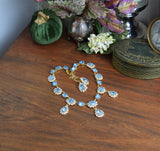 Aquamarine Swarovski Halo Necklace with Teardrops - Medium Oval