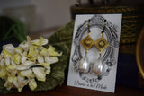 Medallion and Baroque Shell Pearl Earrings