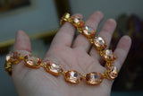 Peach Aurora Crystal Collet Necklace - Large Oval