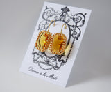 Dark Yellow Crystal Crown Earrings