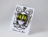 Olive Green Crystal Earrings - Large Octagon