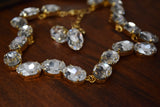 Clear Crystal Aurora Crystal Collet Necklace - Large Oval