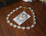 Clear Crystal Aurora Crystal Collet Necklace - Large Oval