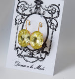 Citrine Yellow Crystal Earrings - Large Oval