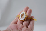 White and Gold Cameo Cuff Bracelet