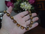 Brown Smoke Topaz Aurora Crystal Collet Necklace - Medium Oval