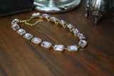 Pale Pink Aurora Crystal Collet Necklace - Large Octagon