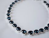 Navy Blue Paste Crystal Riviere Necklace - Small Oval