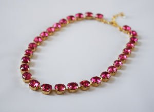 SALE! Pink Crystal Necklace, Vintage Swarovski Crystal - Small oval