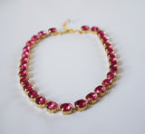 SALE! Pink Crystal Necklace, Vintage Swarovski Crystal - Small oval