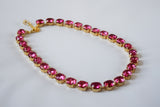 SALE! Pink Crystal Necklace, Vintage Swarovski Crystal - Small oval