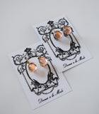 Blush Pink Crystal Mirror Back Earrings - Small Oval