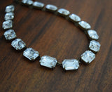 Clear Aurora Crystal Collet Necklace - Large Octagon