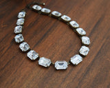 Clear Aurora Crystal Collet Necklace - Large Octagon