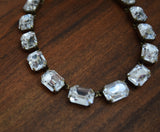 Clear Aurora Crystal Collet Necklace - Large Octagon