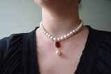 Elizabethan Crystal and Pearl Necklace - Large Oval crystal