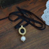 Renaissance Black Stone and Pearl Pendant