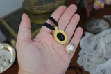 Renaissance Black Stone and Pearl Pendant