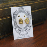 Victorian Black and Gold Earrings - Medium Oval