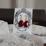 Red Carnelian Dangle Earrings - Large Oval stones