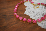 Pink Topaz Collet Necklace - Medium Square