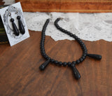 Black Onyx Beaded Necklace with Teardrops