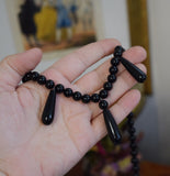 Black Onyx Beaded Necklace with Teardrops